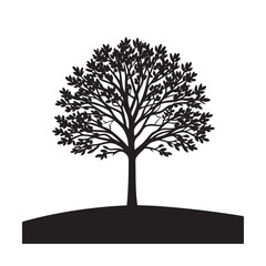 Obraz premium Lonely Tree Silhouette In Open Field Vector