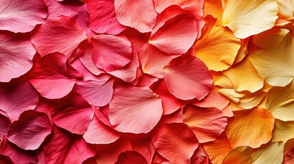 Colorful overlapping flower petals with natural texture in vibrant gradient tones