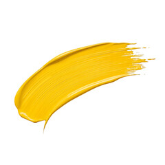 Yellow paint brush stroke on black background texture