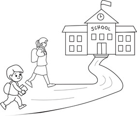 Kids school line art vector