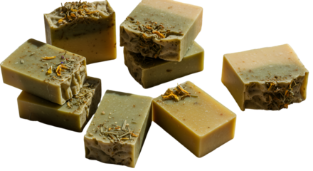 Delightful artisan soaps infused with calendula and herbs for a soothing bath time experience on