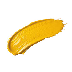 Yellow paint smear on black background brush stroke