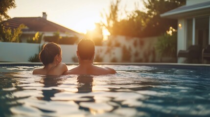 Couple swimming pool. Couple of married africans swimming in the south in a video. A field of shallow pool in the town of claremont cape. A pair in a lifestyle swimming pool.
