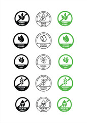 Natural flavors sign. Natural oil logo, GMO free, natural flavors, natural 100%, gluten free, palm oil free