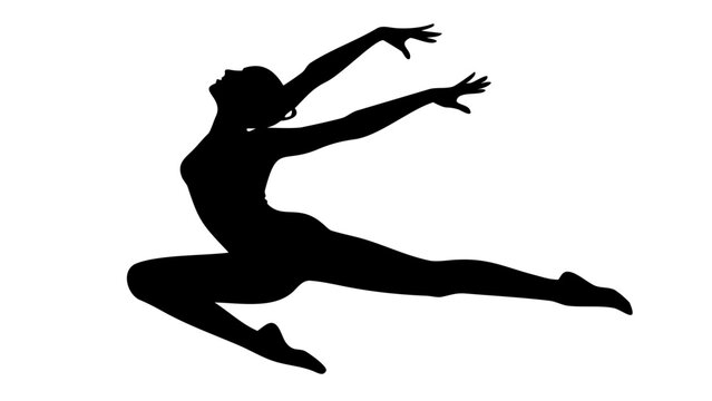 Graceful Silhouette: A dancer leaps gracefully against the light, embodying the essence of motion, elegance, and artistic expression. The figure, a striking silhouette.