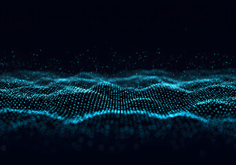 Abstract Blue Particle Wave, Futuristic Data Network Flow Background