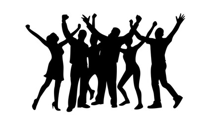 Silhouettes of people dancing in a group vector illustration