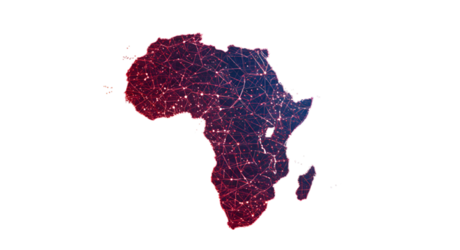 The vibrant digital heart of Africa pulsing with connection and potential on a stark black backdrop