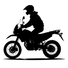 Fototapeta premium Dynamic silhouette of motorcycle rider, adventure time