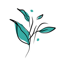 branch with leaves eco organic logo isolate in flat style. agricultural icon for plant growing and gardening