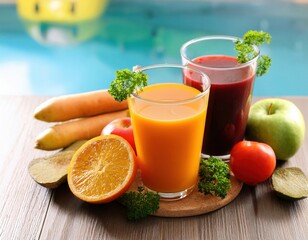 Fototapeta premium Refreshing fresh juice supporting active and balanced living