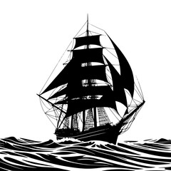 Majestic tall ship sailing through choppy seas © Sarfaraz