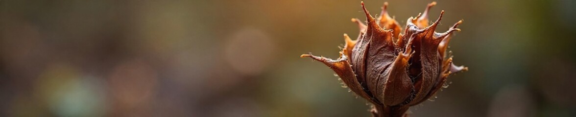 Fototapeta premium Close-up of a cracked, dried-out, withered plant, symbolizing the painful end of a relationship or project The harsh brown tones emphasize the bitterness and desolation , finish, barren