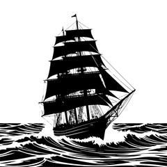 Majestic tall ship sails through choppy seas