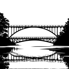 Graceful bridge over tranquil water with reflection