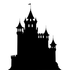 Obraz premium Majestic castle silhouette evokes fantasy and history
