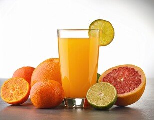 Refreshing healthy citrus drink served in transparent cup