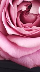 Photo of a delicate pink rose unfurls its petals, revealing its soft and romantic beauty in detail