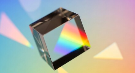 Crystal Prism refracts light into vibrant rainbow spectrum against soft pastel gradient background