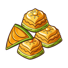 Delicious Turkish baklava vector illustration with sweet layered pastry, traditional dessert design, Middle Eastern sweets, honey syrup dessert artwork