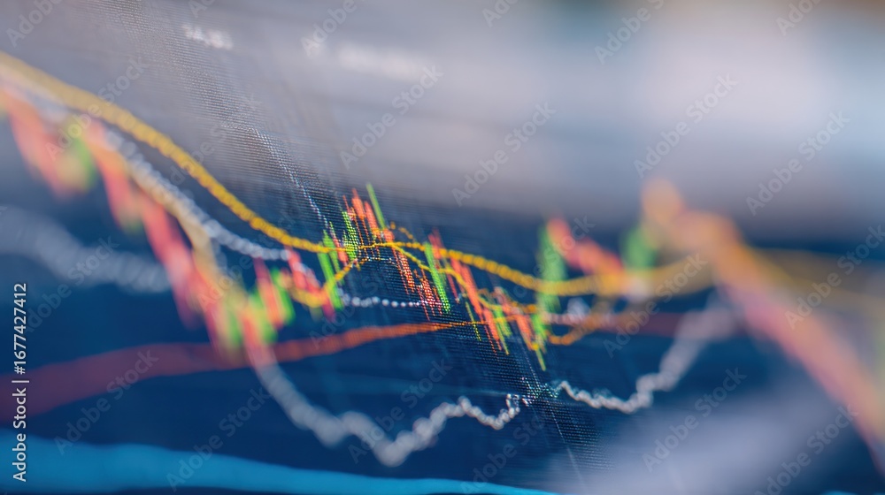 Poster dynamic financial flow: capturing the ebb and flow of the financial market. featuring the graphical 