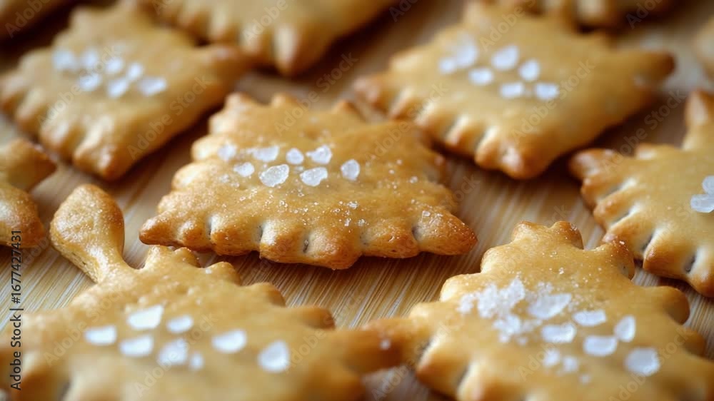 Poster a close-up view of various types of cookies on a table, perfect for use in food photography or adver