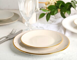 Elegant table setting with plates and glasses