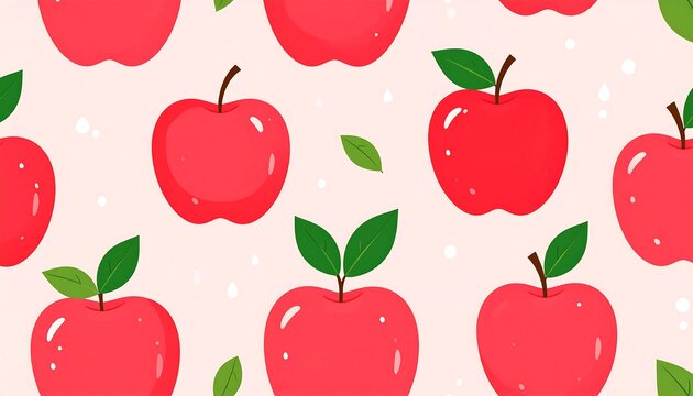 Cute apple pattern on a pastel background - Powered by Adobe
