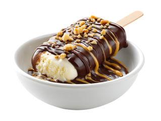 Chocolate glazed vanilla ice cream bar on stick delicious treat frozen dessert