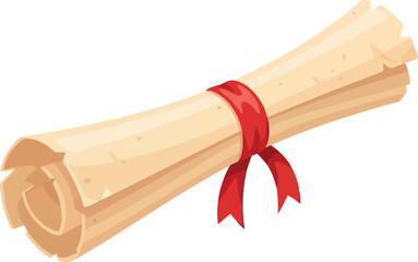 Graduation diploma scroll tied red ribbon educational achievement award certificate vector