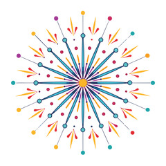 Colorful abstract starburst explosion isolated on white background
