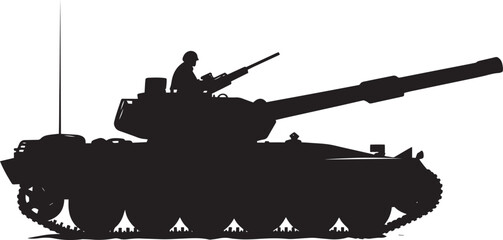 Heavy Artillery Unit A full-length black vector of a tank with a large cannon.