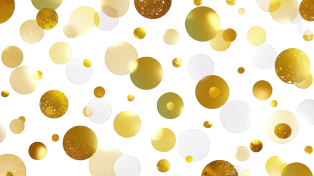 Gold and White Glitter Circles on Black Background