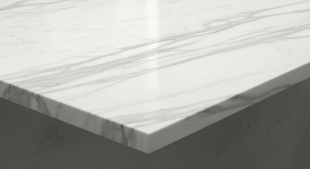 Elegant White Marble Countertop with Subtle Veins and Polished Surface