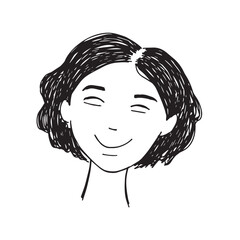 Beautiful Woman Doodle Black and White Illustration Fashion Girl Portrait Line Art Sketch Vector