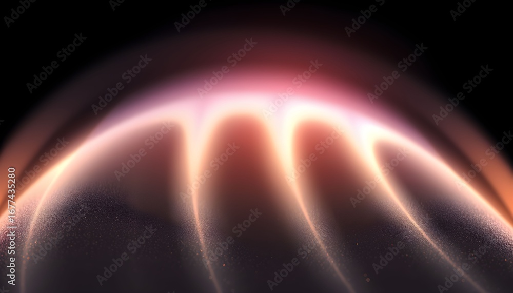 Poster abstract glowing wavy light pattern with warm colors against a dark background, creating an ethereal