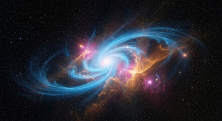 Vibrant spiral galaxy swirling with cosmic dust and nebulae in deep space