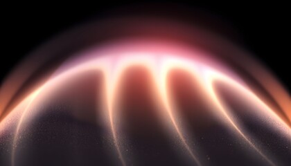 Naklejka premium Abstract glowing wavy light pattern with warm colors against a dark background, creating an ethereal and energetic visual.