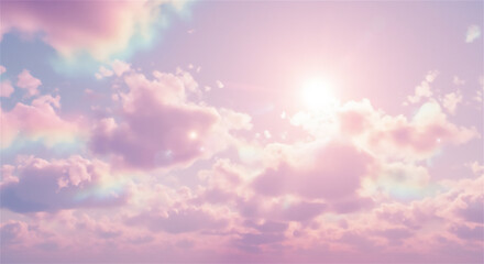 パステルカラーの雲と幻想的な夕空