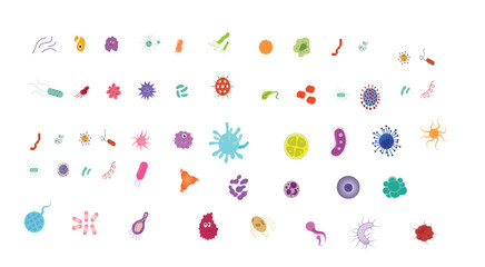 Virus and Bacteria Vector Set – Microorganism and Germs Icons Collection