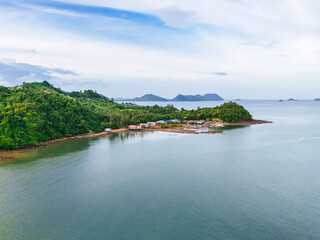 Aerial view beach sand sea holiday travel Thailand. Summer beach for concept environment natural background feeling happy relaxation or freedom. Landscape sea beach aerial. Ocean 