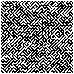 Intricate abstract labyrinth pattern design for backgrounds and creative maze like illustrations use, black and white