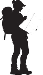 Exploring with a Map erson reading a map, silhouette illustration.