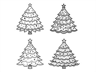 Obraz premium coloring page line art christmas icon set black vector bundle
