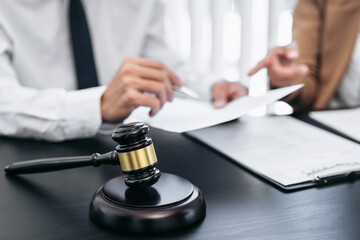 Consultation and conference of Male lawyer and professional businessman working and discussion...