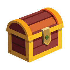 Treasure Chest Isometric Vector – Gold Coins and Gems Illustration