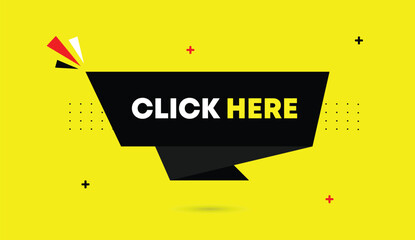 click here editable web banner icon template design black red white shapes bold text yellow abstract business background creative modern marketing promotion graphic layout