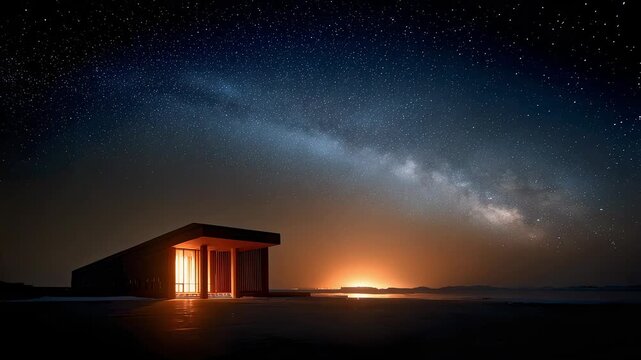 The Beauty of Modern Architecture Under a Quiet Starry Sky