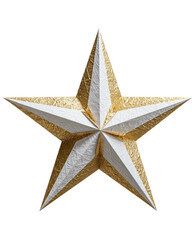 Fototapeta premium Gold and silver star isolated on transparent background for christmas time