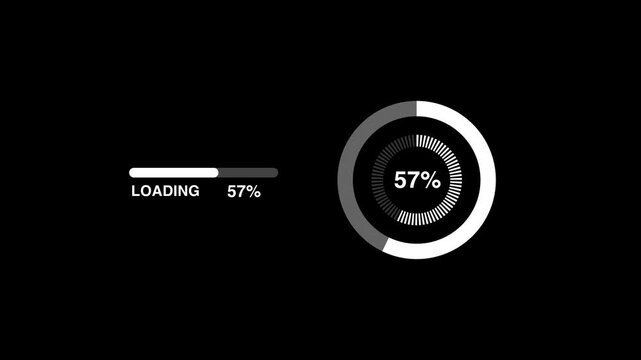 0 to 10% Technology radar system circle to Progress Loading Bar Indicator Loading icon animation. with transparent background